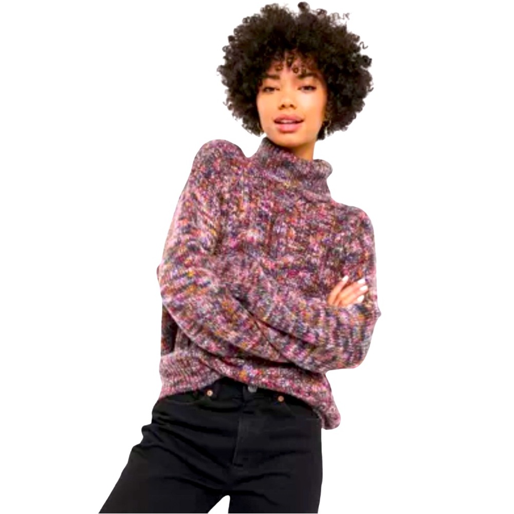 Rainbow Turtle Neck Knitted Sweater